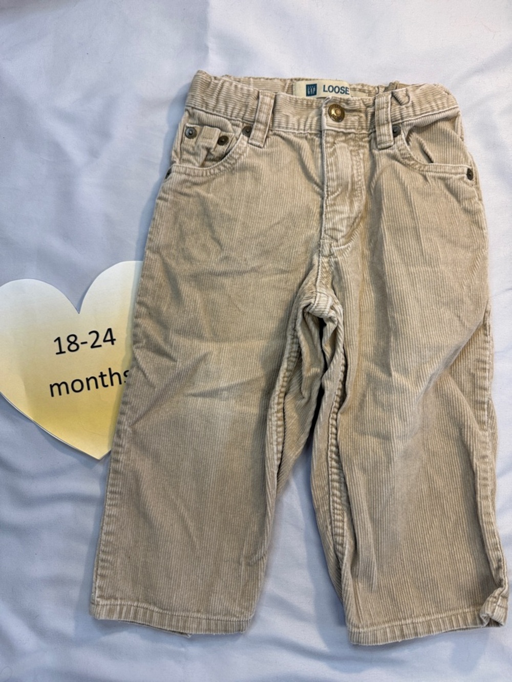 GAP - 18-24M Tan Straight Cut Corduroy Kids Pants